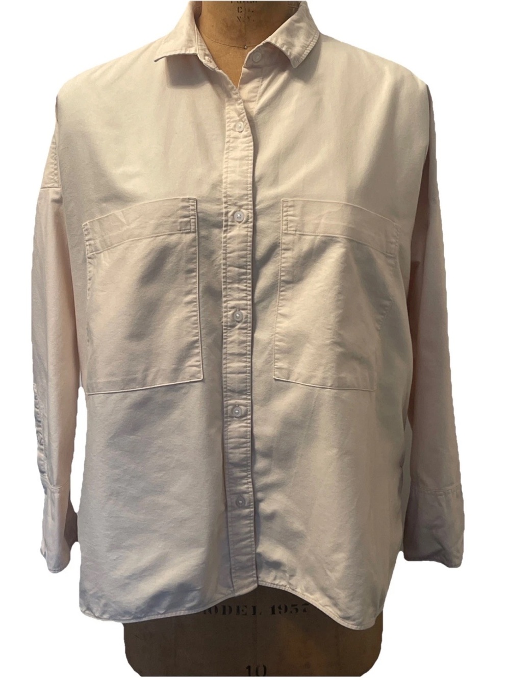 Everlane Boxy Oxford Shirt Womens Tan 100% Organic Cotton Oversized Size XL